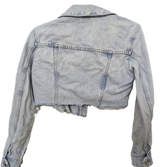 Zara Distressed Cropped Jean Jacket - Picture 2 of 5